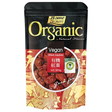 紅布朗 有機紅棗 180g 慈心有機驗證 果肉厚實飽滿 香氣濃郁 沖泡茶飲、入菜煲湯 燉煮皆宜  1包