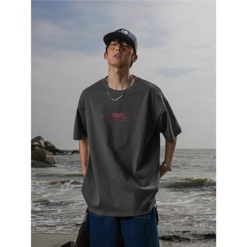 GOGOSOON短袖T恤男270g新款夏季深灰色上衣美式純棉高級感半袖潮