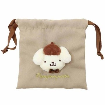 【震撼精品百貨】布丁狗 Pom Pom Purin ~日本SANRIO三麗鷗 布丁狗絨毛玩偶尼龍束口袋(卡其大頭款)*17726