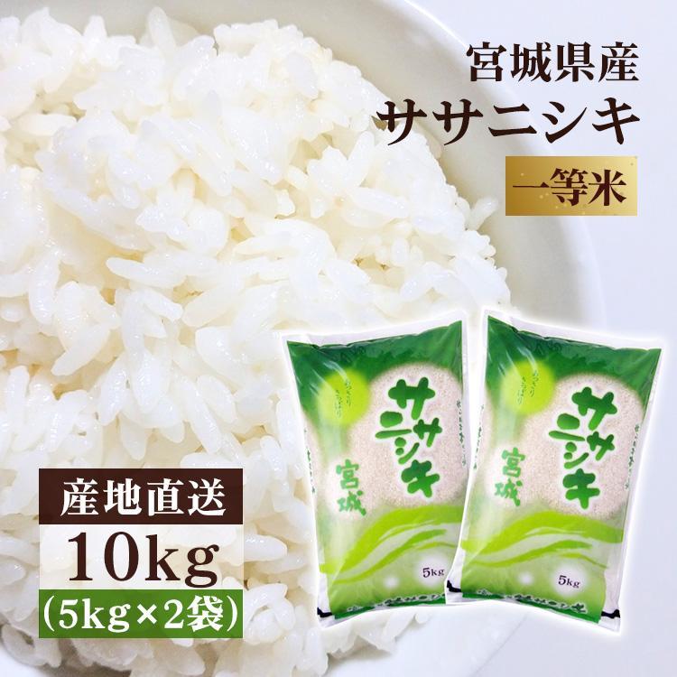 米 10kg 送料無料 令和5年 新米 宮城県産 一等米 お米 10kg 白米 ササニシキ 安い うるち米 精白米 ご飯 令和5年産 (5kg×2袋)