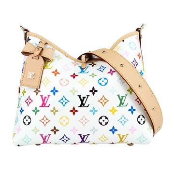 Louis Vuitton 村上隆聯名款 Monogram CarryAll PM 白彩塗層帆布肩背包 M13661