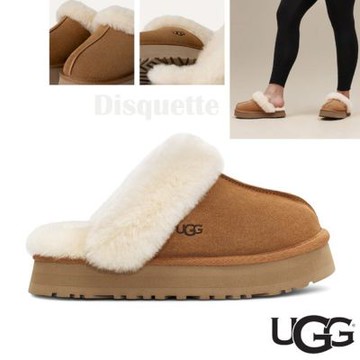 【UGG】女 Disquette 控溫羊皮羊毛厚底穆勒鞋.厚底鞋.懶人鞋. UG1122550 CHE 栗子棕