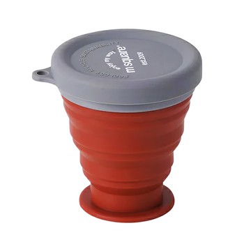 m square 矽膠折疊中杯 200ml  落日紅  1個