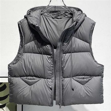 【米蘭精品】真羽絨90%鴨絨羽絨外套夾克-高奢泡芙感連帽坎肩外穿加厚背心女夾克3色74jx3