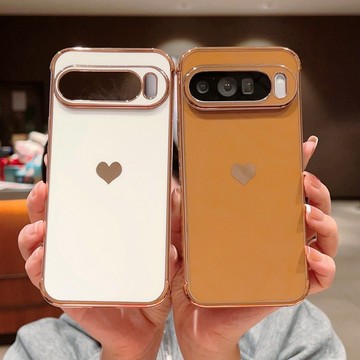 電鍍愛心側邊圖案 適用 Google Pixel 10 9 Pro XL Pixel 9A 8A 手機殼 全包裹 保護殼