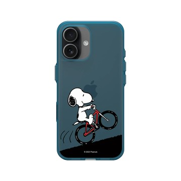 iPhone 17 Clear (相機按鈕) 夜幕藍 - 史努比 Snoopy - 騎腳踏車