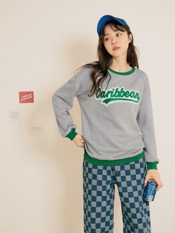 玩轉百tee．毛圈繡花撞色休閒大學T