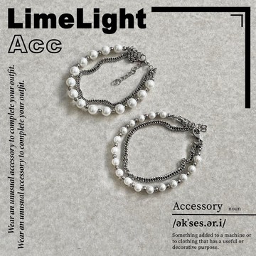 ☆LimeLight☆ 珍珠 / 鍊條 / 雙層 / 手鍊 / 單一尺寸 / S & M