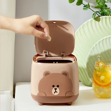line friends 桌上型垃圾桶 按壓式紙簍 桌面收納盒