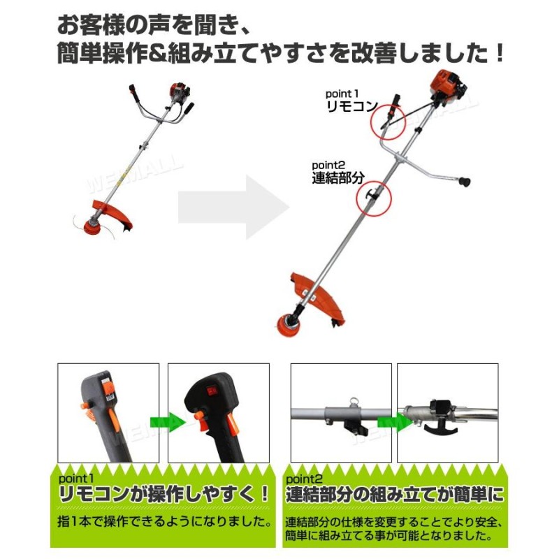 草刈り機 エンジン 43cc   チップソー 10枚 40P セット ハイパワー 軽量 操作抜群 草刈機 肩掛け 2分割式 エンジン weimall - 6