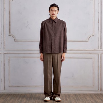 棕色格紋標準版西裝褲-725213023011