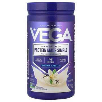 Vega, Essential 簡單蛋白質，植物基蛋白質，奶油香草味，9.2 盎司（259 克）