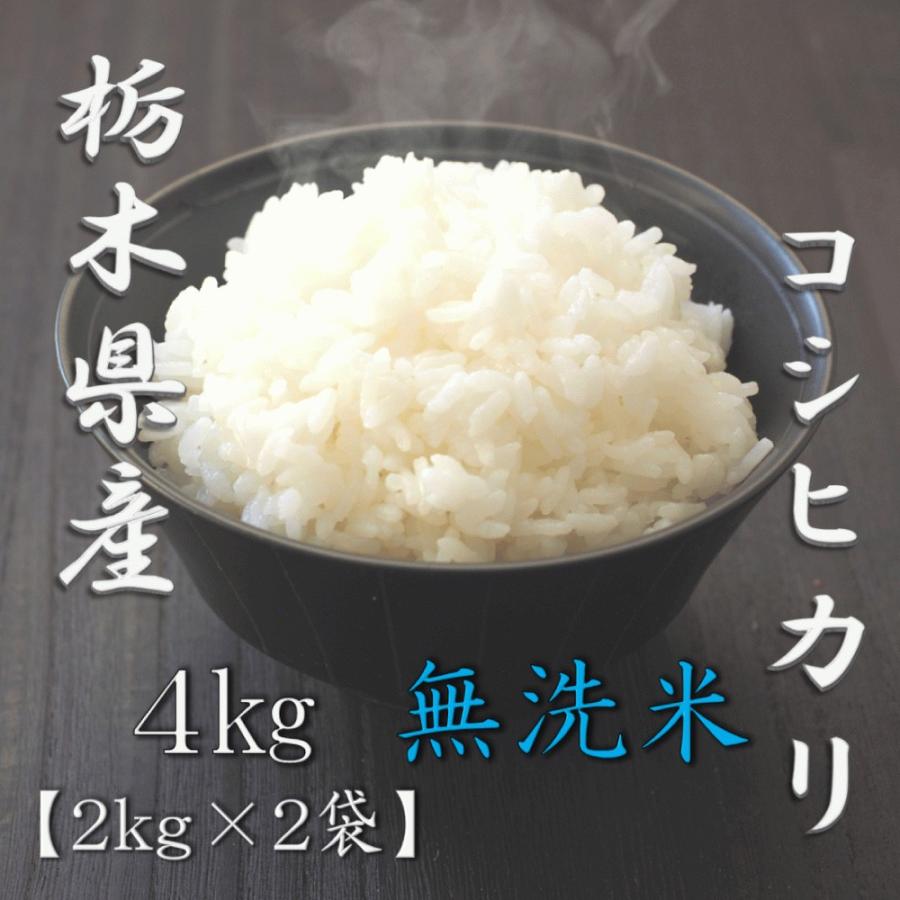 新米 無洗米 栃木県産コシヒカリ 2kg×2袋 合計4kg