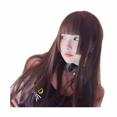 風追い少女 ウィッグ ロング 姫カット ストレート 姫髪 フルウィッグ レディース 黒髪 茶褐色髪 日常 人気 原宿 小顔 可愛い ロリータ 通販 Lineポイント最大get Lineショッピング