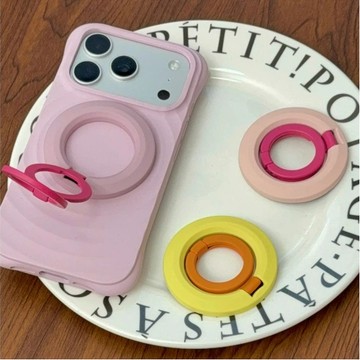 高顏值綻光粉波漾伸縮磁吸支架 適用iPhone 17 16 15 14 13 Pro Max i16 17Pro 手機殼