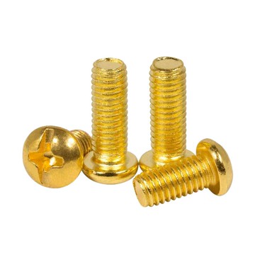 金色十字盤頭圓頭螺絲釘燈飾螺絲電鍍泳金色元頭機螺釘螺母M3M4M5
