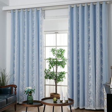 新款韓式蕾絲網紅公主風臥室窗簾簡約現代飄窗客廳成品遮光窗簾布