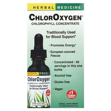 Herbs Etc., ChlorOxygen®，濃縮葉綠素，無乙醇，1 液量盎司（30 毫升）