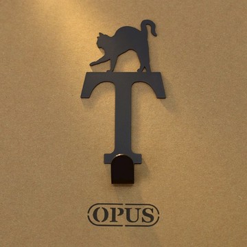 【OPUS東齊金工】當貓咪遇上字母T-掛勾(黑)/掛架/造型掛鉤/無痕