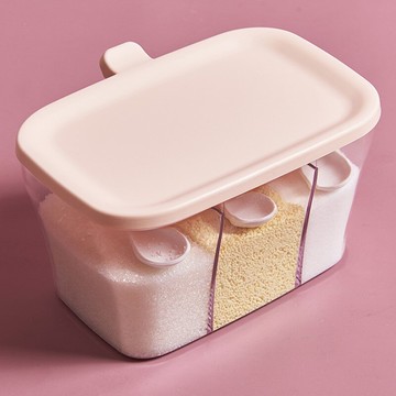 網紅分格調味盒餐飲調味罐一體式廚房裝鹽的收納盒子現代簡約款