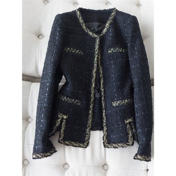 黑色小香風外套女2025新款高級感春款金絲編織修身顯瘦粗花呢上衣