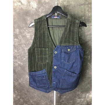 E7th.拼接異材質牛仔背心