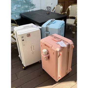 出口大容量鋁框防爆行李箱女杯架減震剎車拉桿箱萬向輪旅行箱皮箱