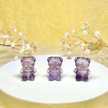 天然紫水晶小熊項鍊/手珠 可愛造型雕刻礦石飾品