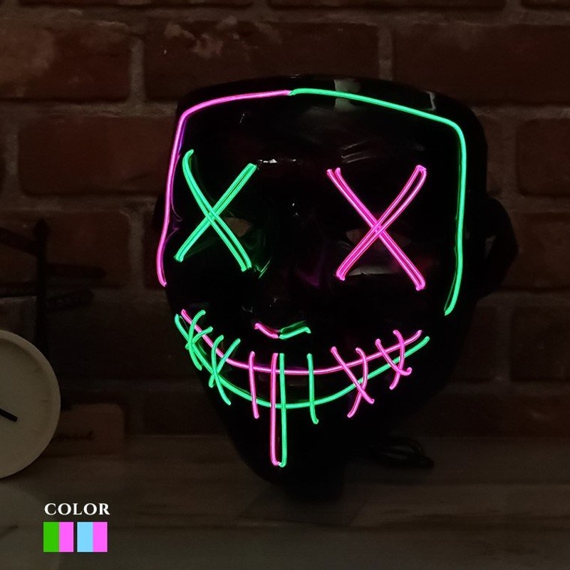 光るマスク ピエロ ミックス 全2色 電池ボックス付 Elマスク 怖い ハロウィン ガイコツ ホラーマスク 仮面 お面 かっこいい ダンスマスク 衣装 通販 Lineポイント最大0 5 Get Lineショッピング