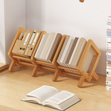 【AOTTO】楠竹伸縮桌上收納書架(置物架 收納架 書架)