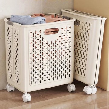 Mr.box  新式可折疊收納洗衣髒衣籃-附輪