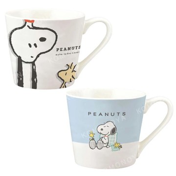 小禮堂 史努比 陶瓷馬克杯 (顛倒/藍白款)