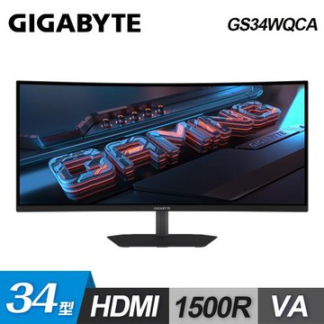 【GIGABYTE 技嘉】GS34WQCA 34型 VA曲面電競螢幕