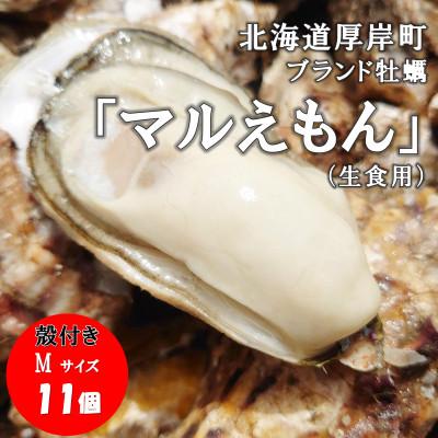 ふるさと納税 厚岸町 北海道厚岸町のブランド牡蠣「マルえもん」Mサイズ11個(生食用)