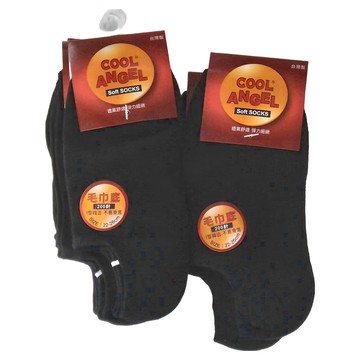 Cool Angel 天使之翼 CA61 毛巾底雙Y200船型襪 12雙 柔軟舒適彈力  黑色  F