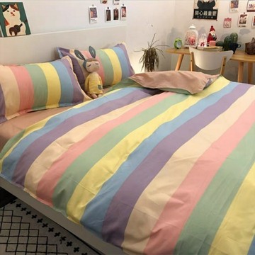 免運💕新款親膚舒適被套 33款可選 彩虹條條被單 卡通 小碎花 被套 柔軟舒適 單人/雙人/加大/特大被套