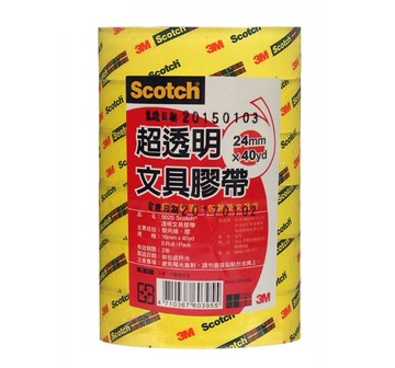 OPP超透明膠帶 3M 502S  24mm X 40y  ( 1" ) 筒裝6入【領券800折50最高再折千】12/31止