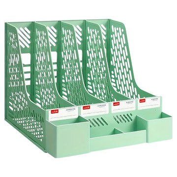 德利生活 4格莫蘭迪色文件收納架  綠色  1個