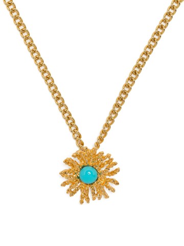 Kenneth Jay Lane - floral-pendant chain-link neckalce - women - Gold Plated - One Size