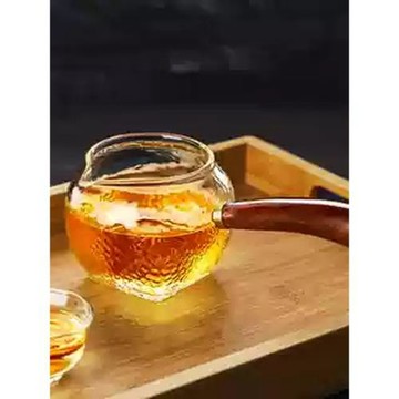 公道杯玻璃功夫茶具家居分茶器手工茶杯高硼硅玻璃木把側把加厚
