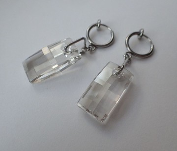 都市吊墜,  施華洛世奇元素 & 不鏽鋼 耳圈夾耳環(一對)