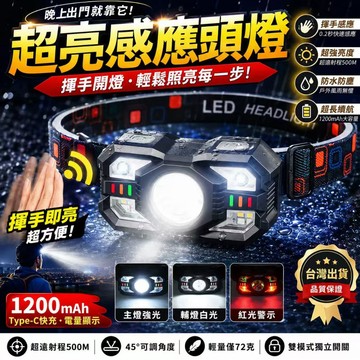 隔日達💓超亮感應頭燈 LED頭燈 感應頭燈 充電頭燈 TYPE-C頭燈 夜釣燈 登山頭燈 露營燈 工作燈 防水頭燈
