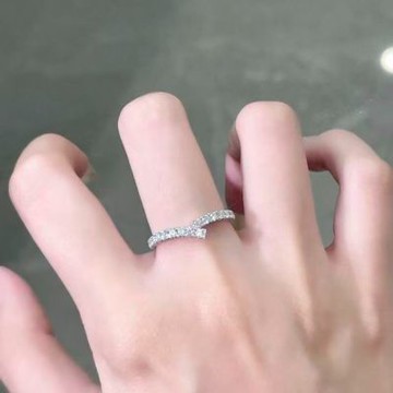 鉑金PT950 80分 交織星環豪華排鑲滿鑽戒指 培育鑽石