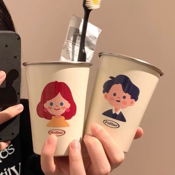 不鏽鋼一家牙刷四口耐髒情侶可愛創意洗漱簡約卡通加厚漱口杯防黴