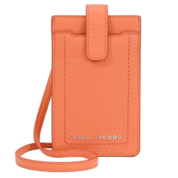 MARC JACOBS 馬克賈伯 素色皮革休閒斜背手機包.甜瓜橘