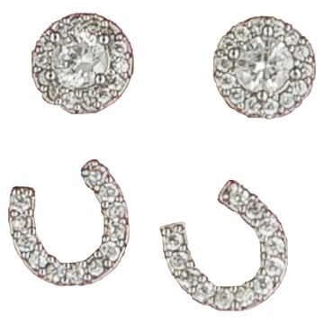 耀眼美人 幸運光環微鑽後鎖不鏽雙鋯石鑽耳環 Set 4個  醫療鋼耳環  不鏽雙鋯石鑽耳環