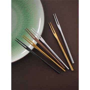 創意水果叉家用果簽 304不銹鋼叉子金色歐式可愛吃插水果的小叉叉