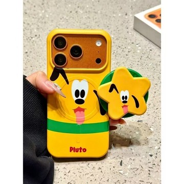 可愛黃色狗狗表情適用蘋果17promax手機殼iPhone16pro磁吸菲林大孔15/14/13/12