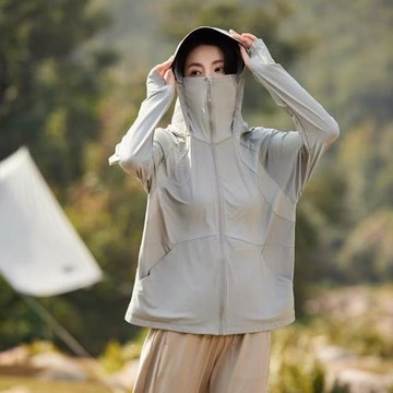 駱家 UPF50+可拆卸帽檐防曬衣女防紫外線防曬衫錦綸氨綸真冰絲