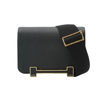 Hermes 展示品 Geta 山羊皮金扣木屐斜背包(Noir黑)